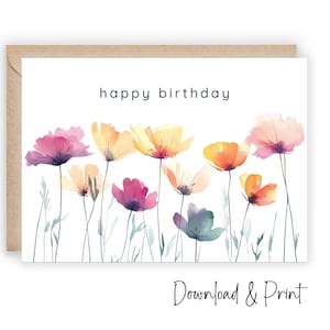 Printable Happy Birthday card prefect for mom grandma sister bestfriend, Celebrate a coworker birthday, Two Sizes 5x7 & A1, DIGITAL DOWNLOAD