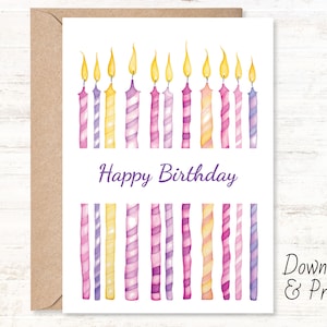 Simple Happy Birthday card, Printable card to send for a sweet birthday, Two sizes: 5x7 & A2, DIGITAL DOWNLOAD