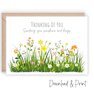 Druckbare Thinking of You Karte. Senden Sonnenschein und Umarmungen, Feel Better Bald Karte, Get Well Karte, Ermutigung Karte, DIGITAL DOWNLOAD