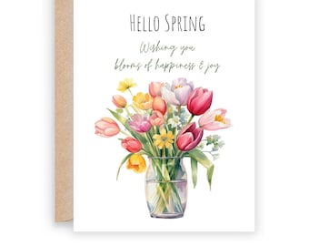 グリーティングカード♡ happy spring Happy Spring Greeting Card, Printable Happy Spring Greeting Card
