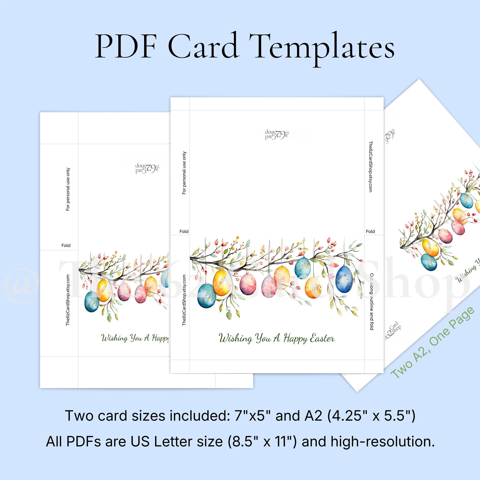 Printable Happy Easter Greeting Card, Decorative Eggs (sizes 5x7 & A2 ...