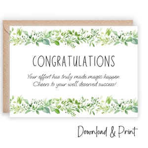 Tarjeta de felicitaciones imprimible, diga bien hecho, lo ganó, estoy muy orgulloso de usted, es increíble, graduación, tamaños 7x5 A2 DESCARGA DIGITAL