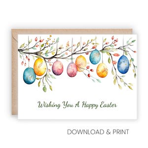 Printable Happy Easter Greeting Card, Decorative Eggs (sizes 5x7 & A2 ...