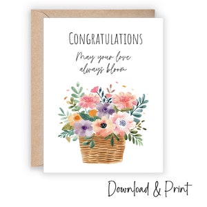 Carte de félicitations de mariage, carte imprimable de joyeux mariage, carte de félicitations aux jeunes mariés, carte de mariage d'un ami, TÉLÉCHARGEMENT NUMÉRIQUE