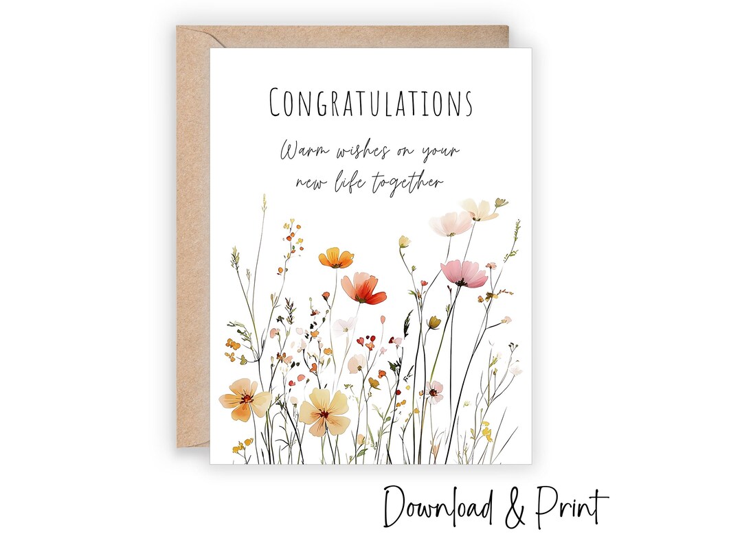 Printable Wedding Congratulations Card, Happy Wedding Day Card, Congrats to the Newlyweds Card ...