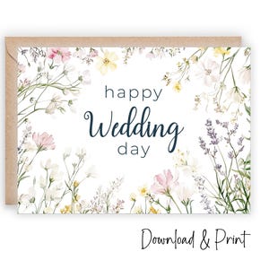 Printable wedding congratulations card, Happy wedding day card, Congrats to the newlyweds card, Friend wedding card, DIGITAL DOWNLOAD