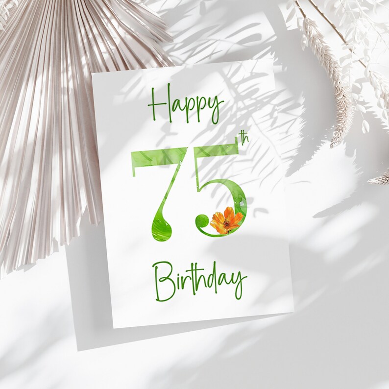 Printable 75th Birthday Card, Celebrate a Happy 75th Birthday Milestone ...