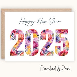 Biglietti di Capodanno 2025, auguri di buon anno, biglietto di auguri per le feste invernali, festa di Capodanno, biglietto fai da te stampabile, DOWNLOAD DIGITALE