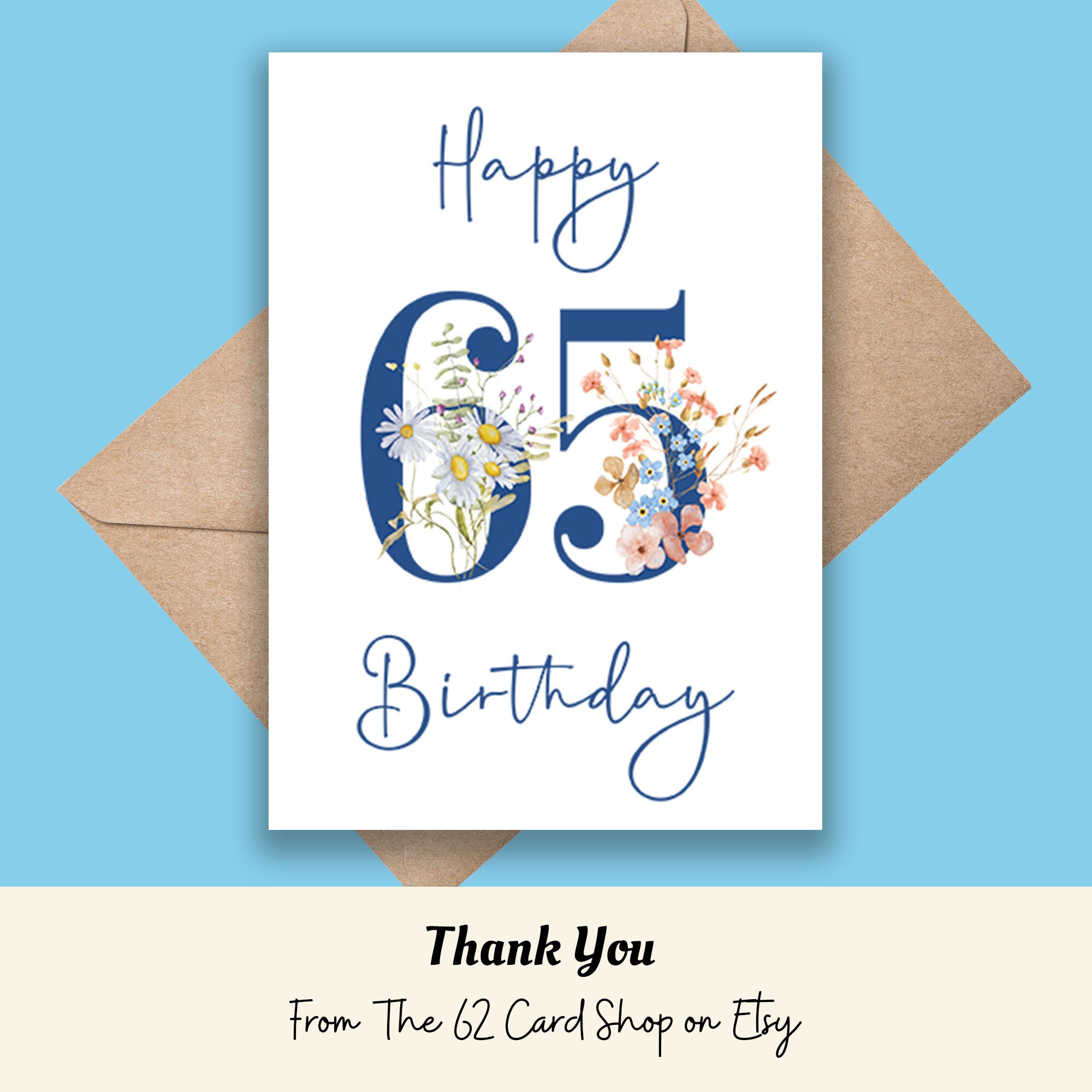 Printable 65th Birthday Greeting Card With a Cheery Wildflower (sizes ...