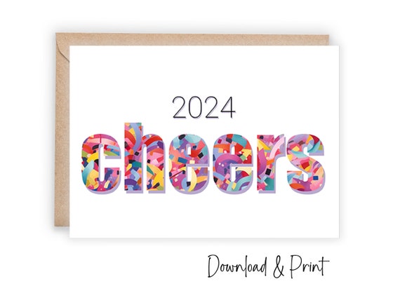 Cheers 2024 Greeting Card, New Year Cards