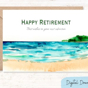Tarjeta de feliz jubilación imprimible en tamaños 7x5 y A2, felicitaciones por la jubilación con los mejores deseos para una nueva aventura, DESCARGA DIGITAL