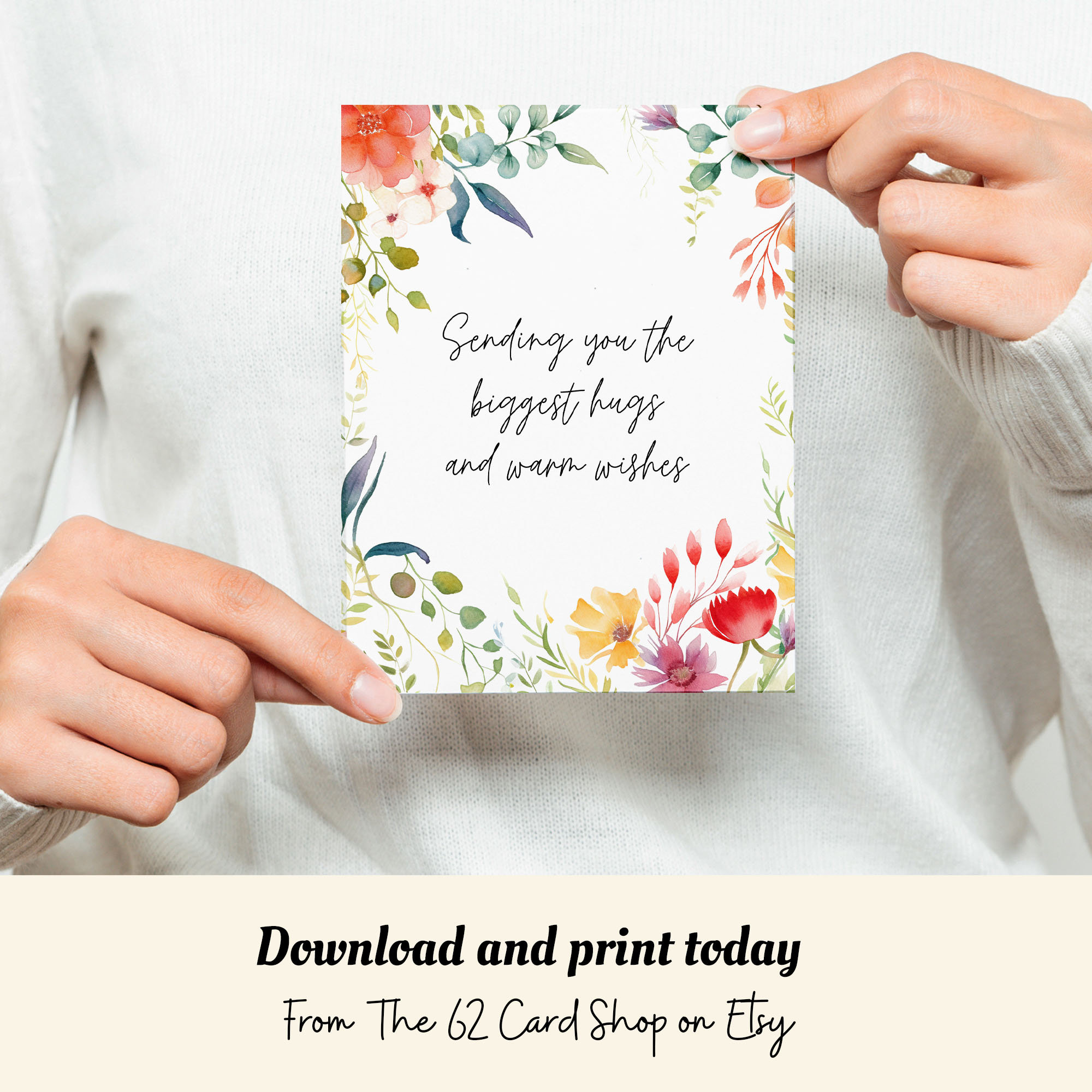 Feel Better Soon Card, Printable Get Well Card Sending a Big Hug &amp; Warm ...