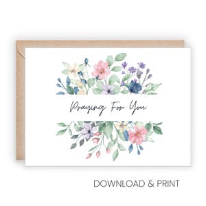 Praying For You Sympathy Card:  Quiet wildflower condolences (Sizes 5x7 & A2, Digital Download)