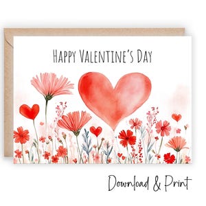 Tarjeta imprimible de feliz día de San Valentín, bonita tarjeta floral perfecta para mamá, abuela, hermana, amiga, compañera de trabajo, hija, tamaños 5x7 y A2, DESCARGA DIGITAL