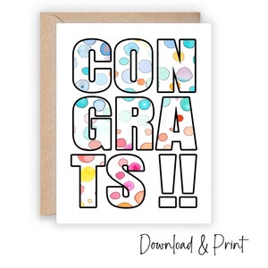 Afdrukbare felicitatiekaart om een grote prestatie te vieren, trots op je kaart om je te feliciteren, maten 7 x 5 en A2, DIGITALE DOWNLOAD