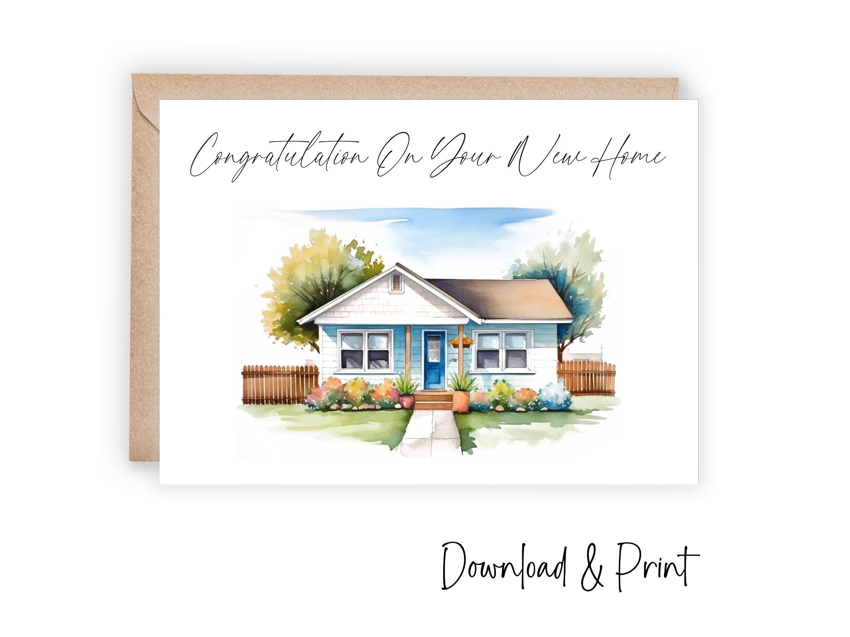 New Home Congratulations Card, Printable New House Card, Housewarming ...