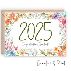 Happy Graduation 2025-kaart, afdrukbare Senior Well Done Success, Class of 2025 Milestone, formaten A2 5 x 7, DIGITALE DOWNLOAD