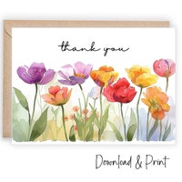 Printable Thank You Card Template Simple Floral Thank You for Gifts ...