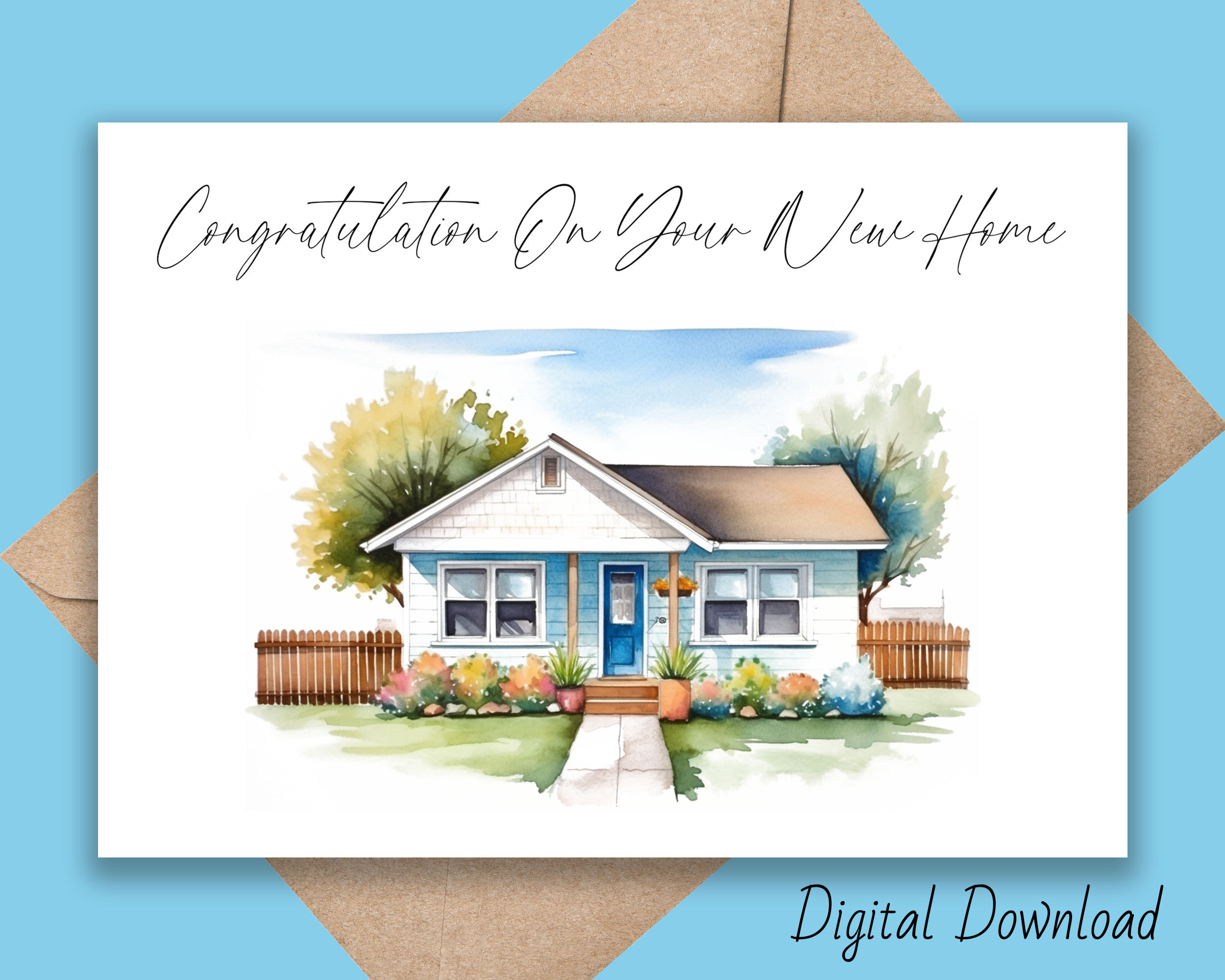 New Home Congratulations Card, Printable New House Card, Housewarming — free download