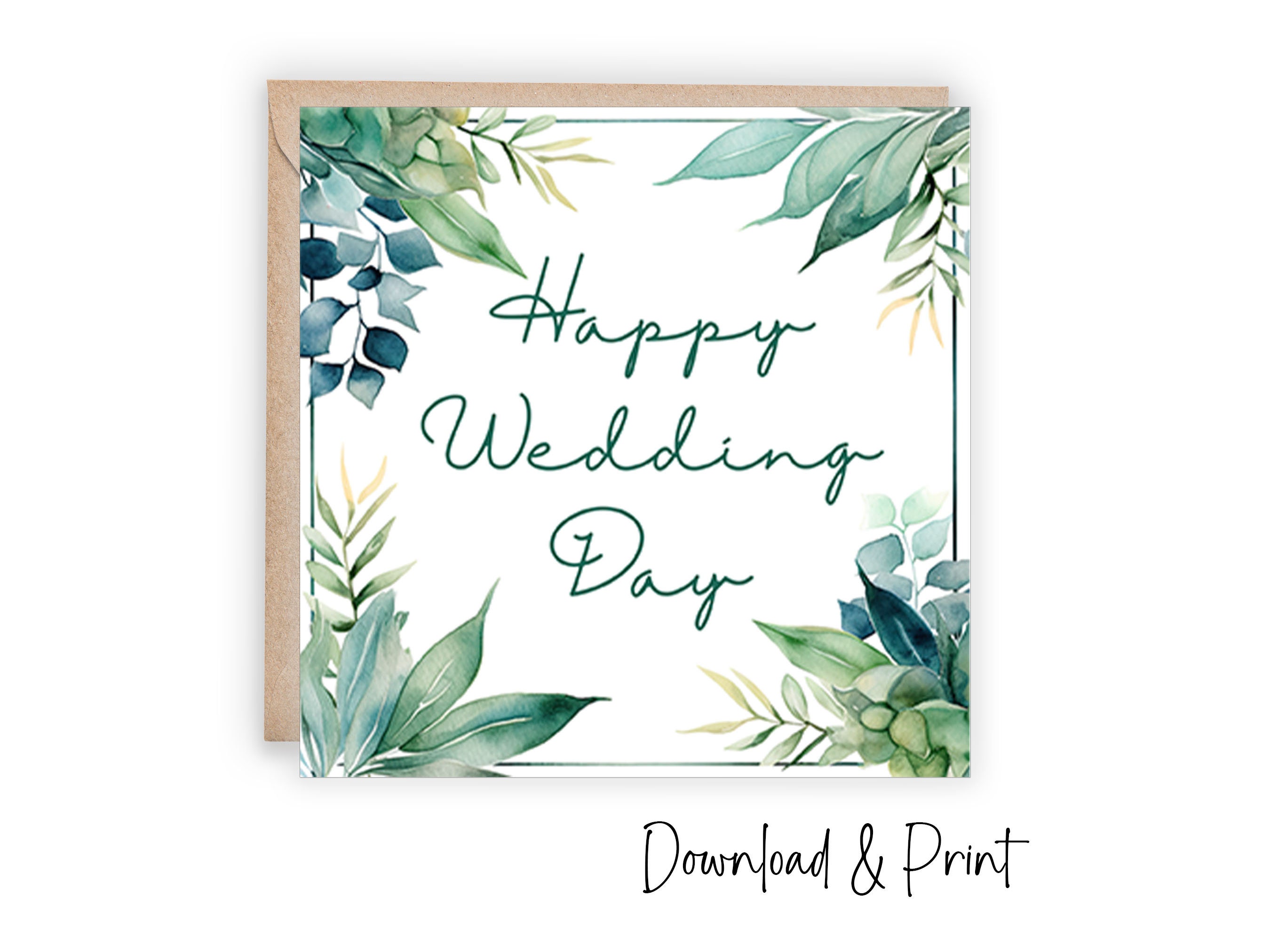 Happy Wedding Day Card Printable Congrats to the Newlyweds - Etsy