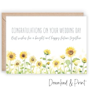 Afdrukbare bruiloft felicitatiekaart, gelukkige trouwdagkaart, trouwkaart vriend, kaart gefeliciteerd met het bruidspaar, DIGITALE DOWNLOAD