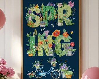 Vibrant Spring Floral Poster | Bold Nature Design, digital download wall art