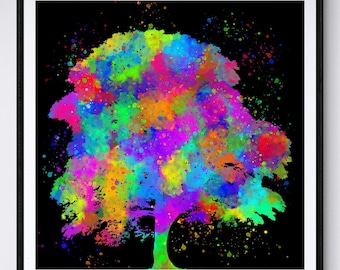 Sycamore Gap Tree, Colourful Abstract Wall Art, Digital Silhouette Painting