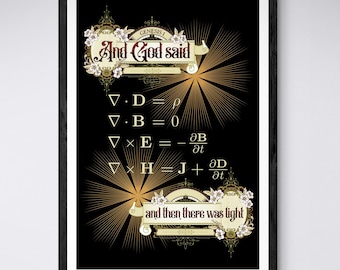 Maxwell's Equations Funny Atheist Poster, Science Art Print