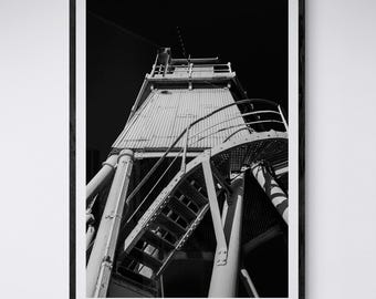Herd Groyne Lighthouse Black and White Art Print, Newcastle
