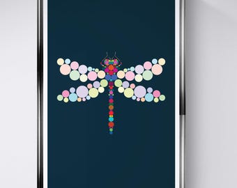Elegant Dragonfly Dot Art Poster | Instant Download Wall Decor
