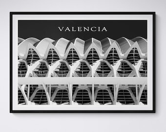 Valencia Architecture Print: Monochrome Wall Art Poster