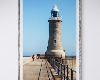 Tynemouth Pier Lighthouse wall art print, Northumberland coastline