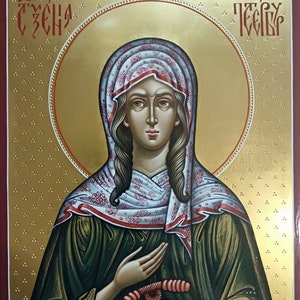 Orthodox Icon of the Blessed Xenia of Petersburg, Hand Painted, Greek icon, Byzantine Art, 7&quot; by 8.2&quot; by IkonArtMaster