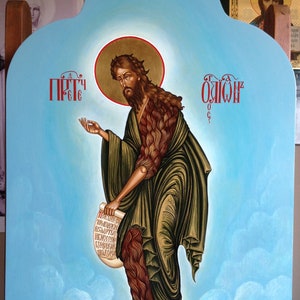 Orthodox Icon of Saint John the Baptist, Hand Painted, Greek icon, Byzantine Art, 23.6&quot; by 35.4&quot; by IkonArtMaster