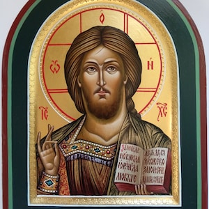 Orthodox Icon of Jesus Christ, Hand Painted, Greek icon, Byzantine Art, 6.7&quot; by 8.3&quot; by IkonArtMaster