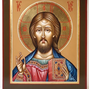 Orthodox Icon of Jesus Christ, Hand Painted, Greek icon, Byzantine Art, 6.7&quot; by 8.3&quot; by IkonArtMaster