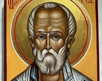Orthodox Icon of Saint Nicholas the Wonderworker Hand Painted by IkonArtMaster