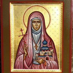 Orthodox Icon Holy Martyr Duchess Elizabeth, Hand Painted, Greek icon, Byzantine Art, 5.9&quot; by 7.9&quot; by IkonArtMaster