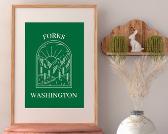 Forks Washington Twilight Book Poster, Twilight Wall Art, Twilight Decor, Twilight Print, Twilight Merch, Twilight Saga, Forks Washington