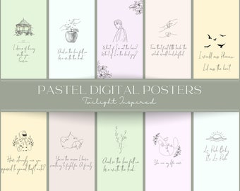 Twilight Pastel Boho Poster Kit Digital Download | Twilight Saga Collage Prints | Twilight Movie Pictures Wall Art Room and Bedroom Decor