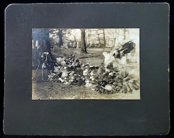 Antique Cemetery Funeral Grave Photo of Identified Infant 8x10 Mourning