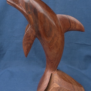 50% Off - 12” Hand Carved Desert Ironwood Dolphin, T13.9