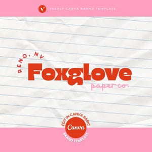 Retro Canva Brand Kit for Stationery Shops – Bold Logo Template, Playful Fonts, Color Palette and Editable Design for Paper Brands