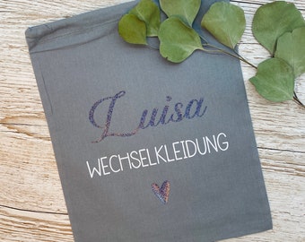 Wechselkleidungbeutel mit Namen | Wechselwäschebeutel mit Namen | Stoffbeutel mit Namen | personalisierter Beutel für Kita & für Krippe