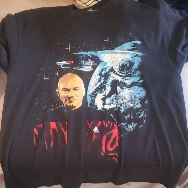 Vintage Men's Large Star Trek TNG Captain Picard T-Shirt