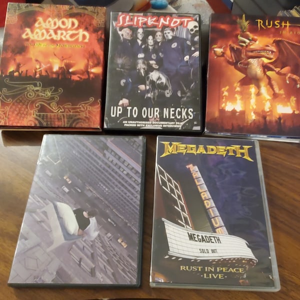 5 Metal/Rock Concert DVDs (Rush, Megadeth, Slipknot, Amon Amarth)