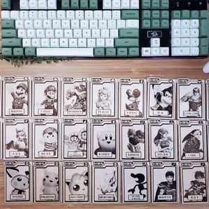 Super Smash Brothers Melee Charakterauswahl Bildschirm Porträtkarten aus Holz