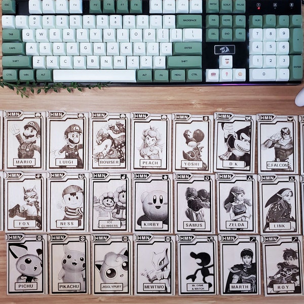 Super Smash Brothers Melee Character Selection Screen Wooden Portrait Cards