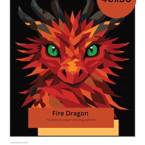 Patrón de paper piecing de Fire Dragon Foundation en PDF
