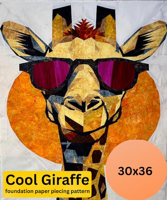 Cool Giraffe Foundation Paper Piecing Pattern: Animal Quilt (30x36) (PDF Pattern